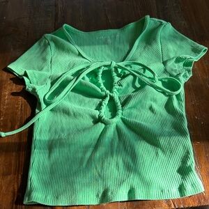 American Eagle Outfitters Mint Tie-Front Tee